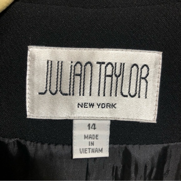 JULiAN TAYLOR Blazer Suit Jacket Decorative Bow Black Sz 14 - Picture 8 of 10